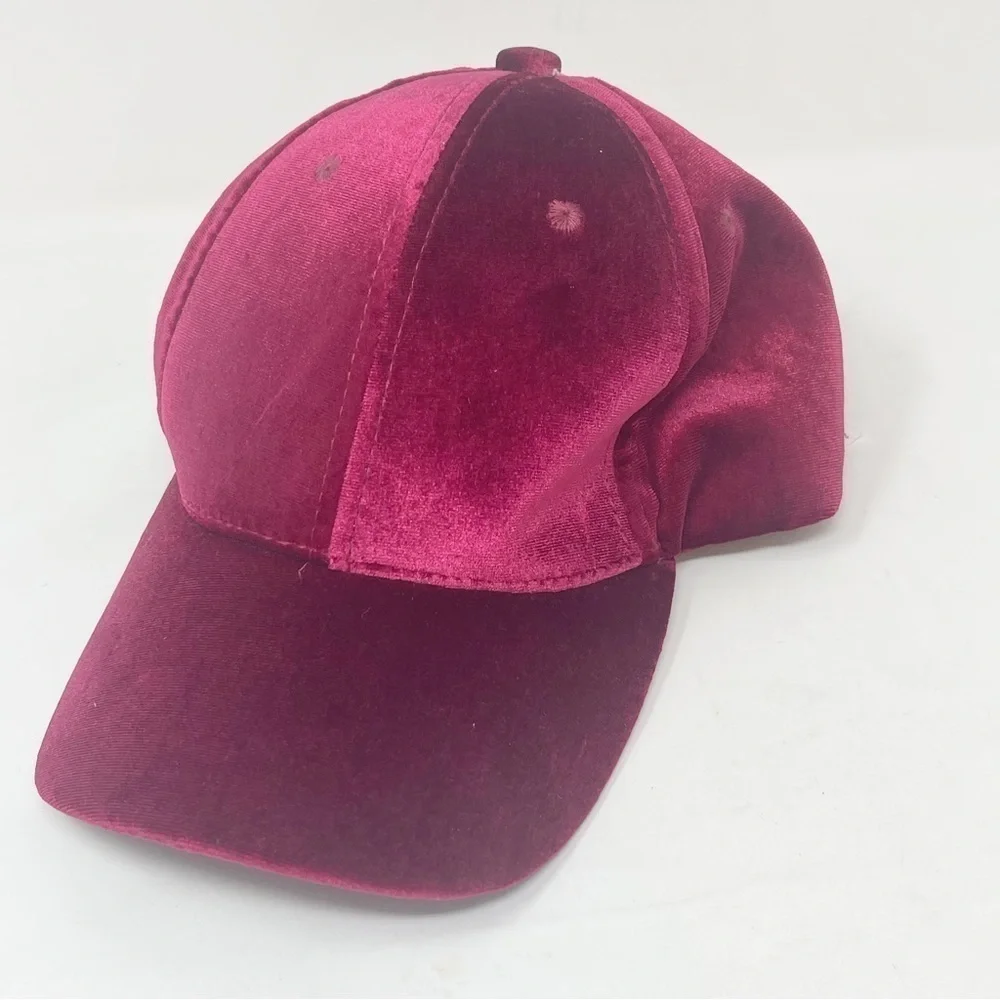 ALDO Women’s Red Velvet Cloth Baseball Cap Hook & Loop Closure One Size